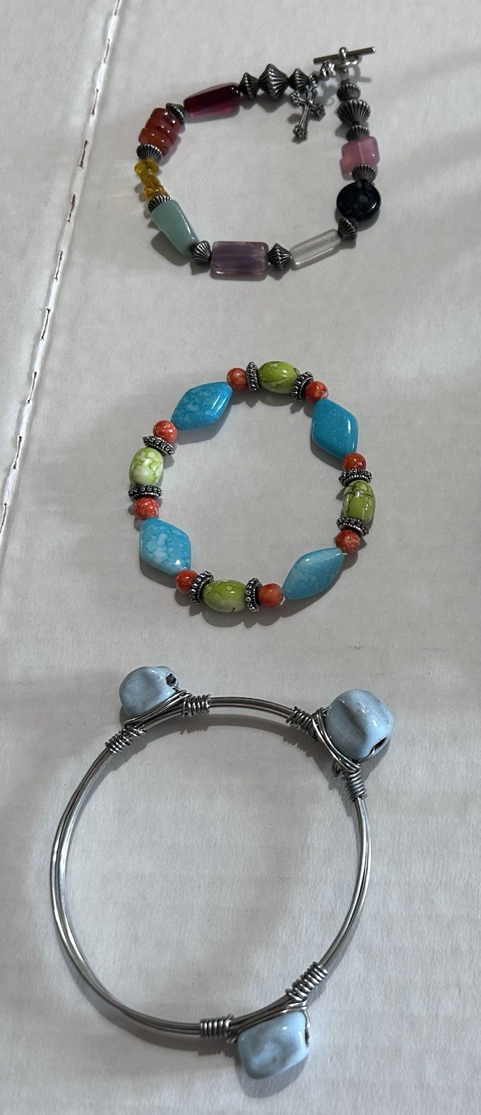 Women’s Fashion Mixed Lot 3pc Bracelets & Bangles Multicolor Mixed Materials