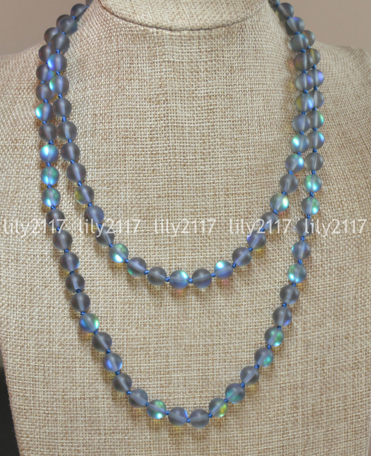 Beauty 8mm Gray Gleamy Rainbow Moonstone Round Gems Beads Necklaces 14-100″