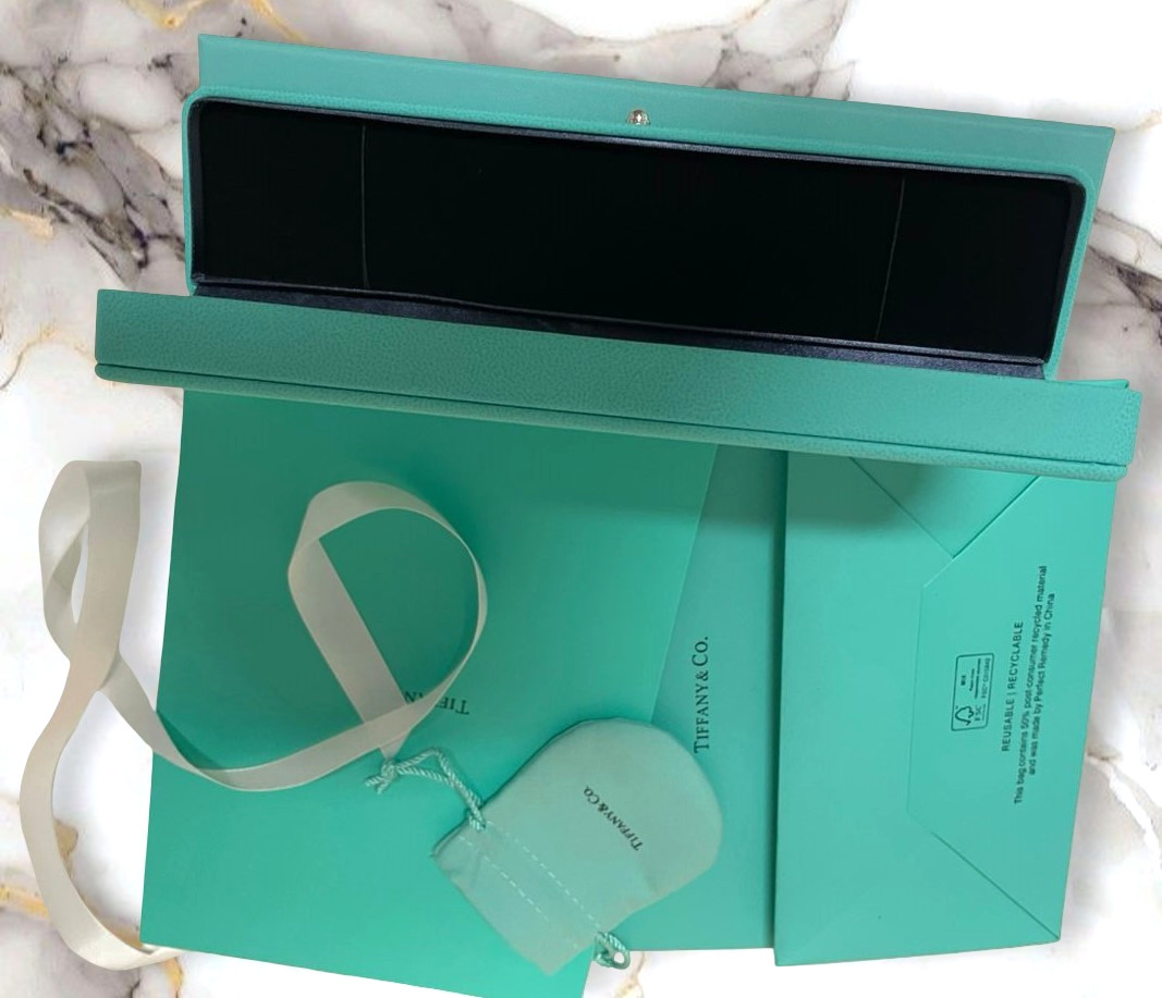 Tiffany & Co. Engagement Blue Leather Bracelet Empty Box Case