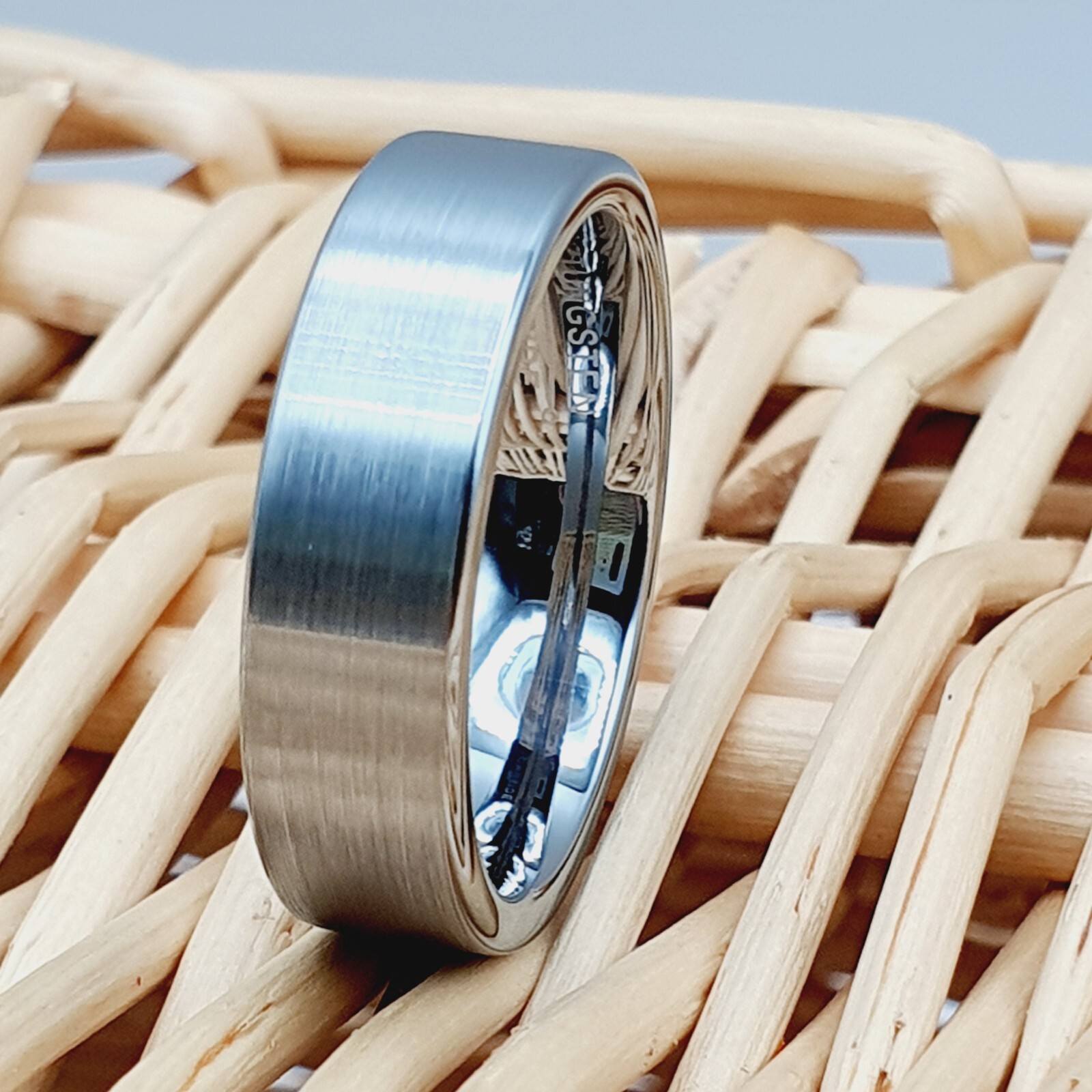 Scratch-Resistant 6mm Silver Tungsten Band Satin Brushed Domed Comfort-Fit Ring