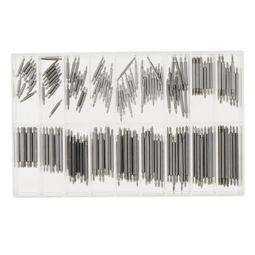 360pcs Watch PINS SPRING BARS Band Strap Link 8-25mm Repair Kit Stainless Steel
