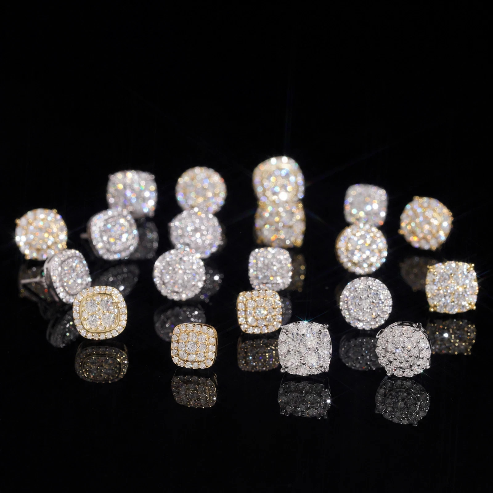 VVS Moissanite Stud Earrings 925 Sterling Silver Pass Diamond Tester GRA