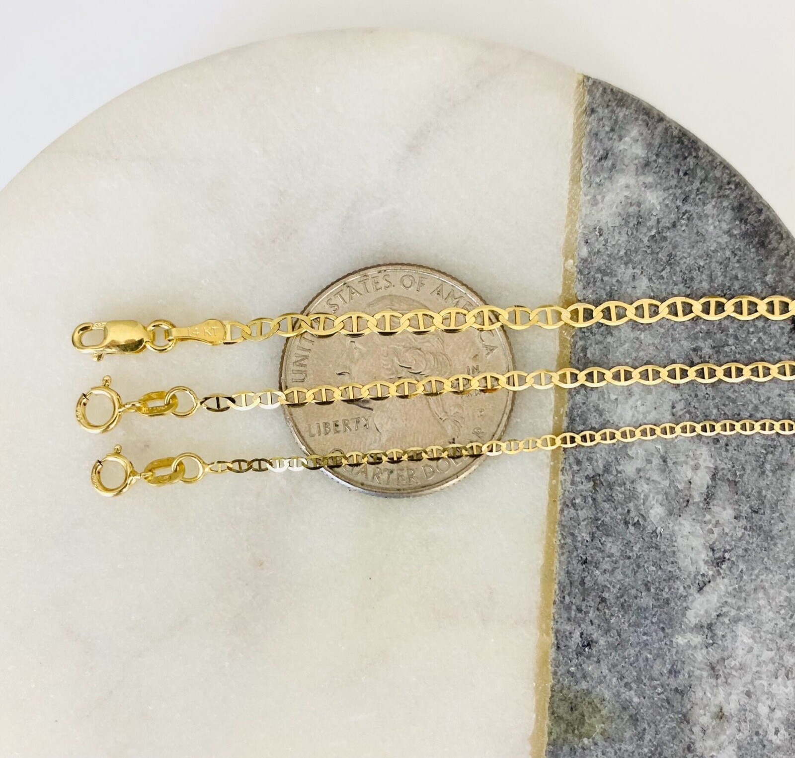 14K Solid Gold Anchor Mariner Chain Necklace- 14k Real Gold Unisex Chain – 14KCM