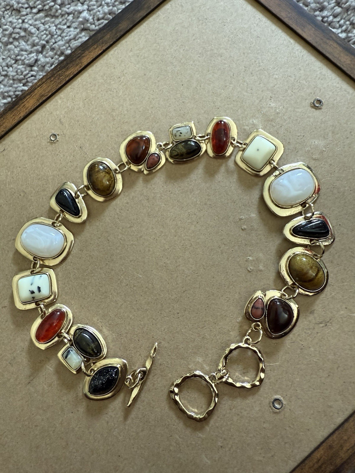 Gold Choker Necklace Chunky Statement White Brown Black