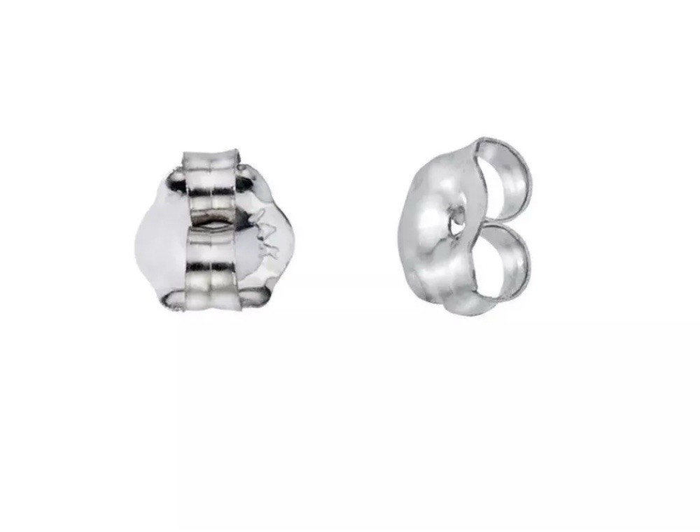 14K White Gold Earring Backs Medium 1 PAIR Butterfly, Highly Polished