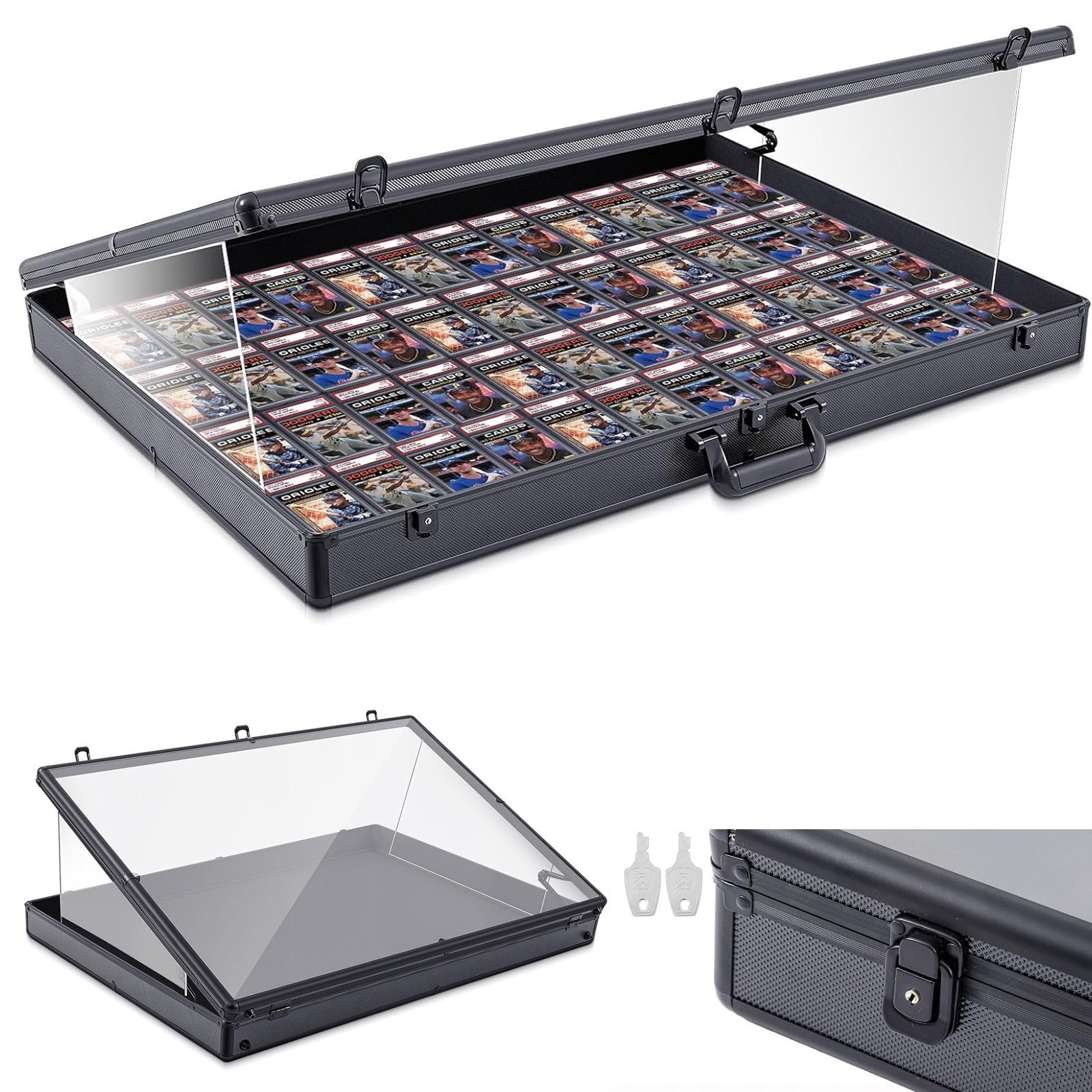 36″X24″ Acrylic Clear Top Display Locking Travel Case Trading Coin/Card/Jewelry