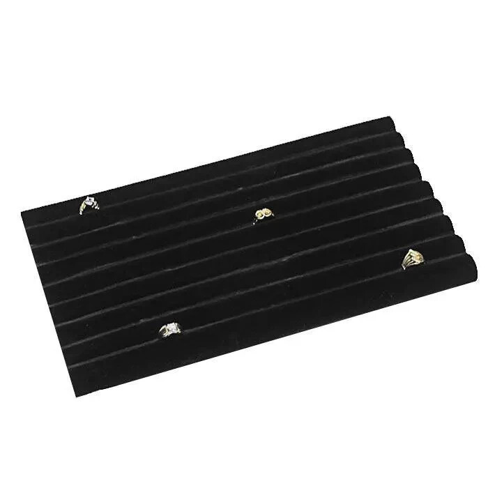 Black Velvet Slotted Jewelry Ring Tray Liner / Insert – 2 Sizes Available