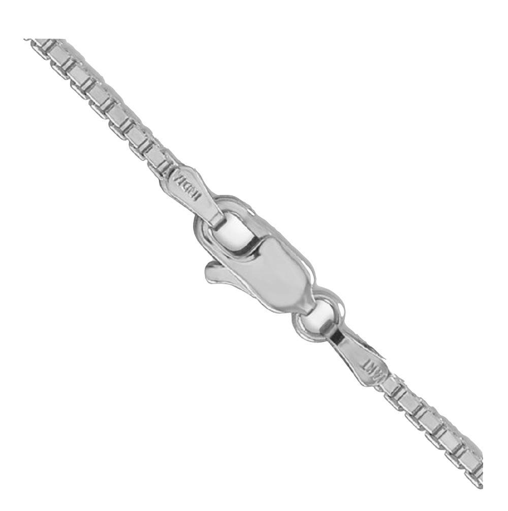 Box Pendant Chain Necklace in 14K White Gold – 7″ -30″ Length
