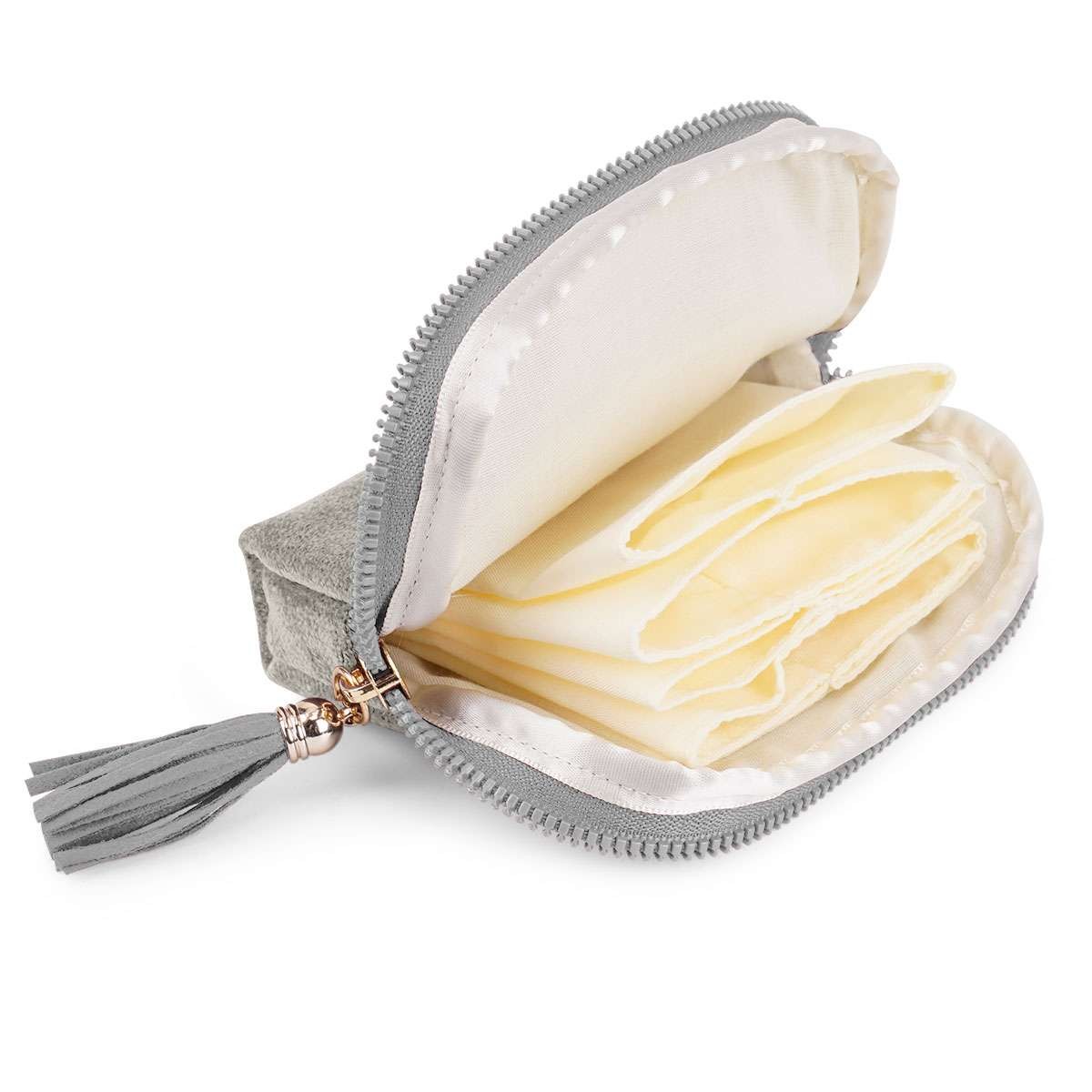 Travel Jewelry Pouch Satin Lined Jewelry Organizer Storage Bag with Zipper