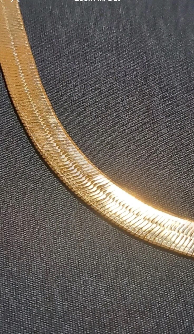 24k GOLD BONDED Herringbone Necklace Chain 30″ *MADE IN ITALY* 7mm