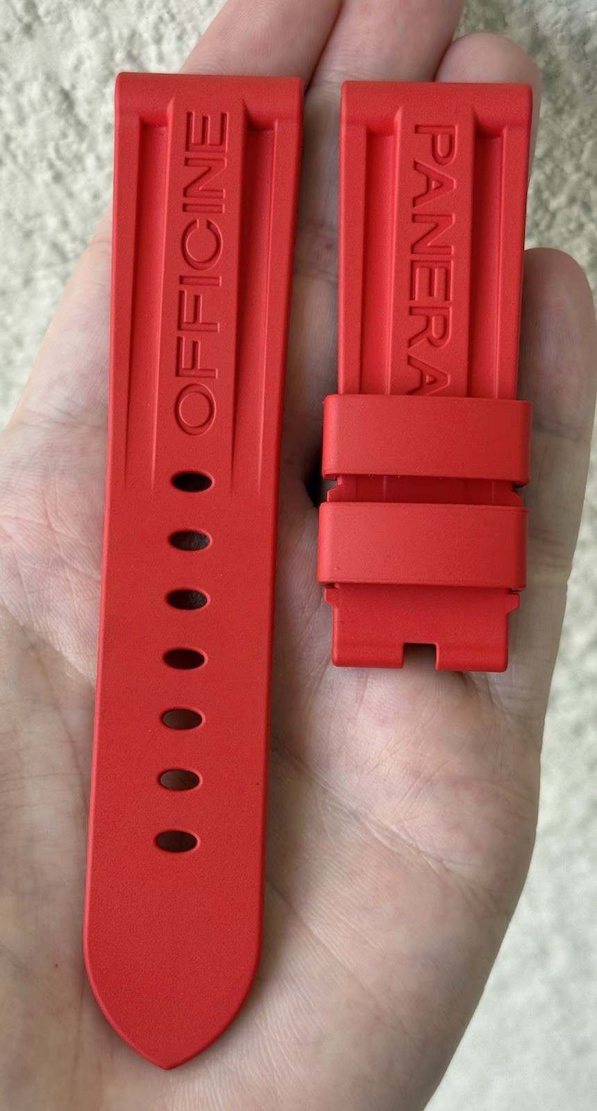 Officine Panerai 24mm x 22mm Red Rubber Watch Strap Band Tang New Authentic OEM