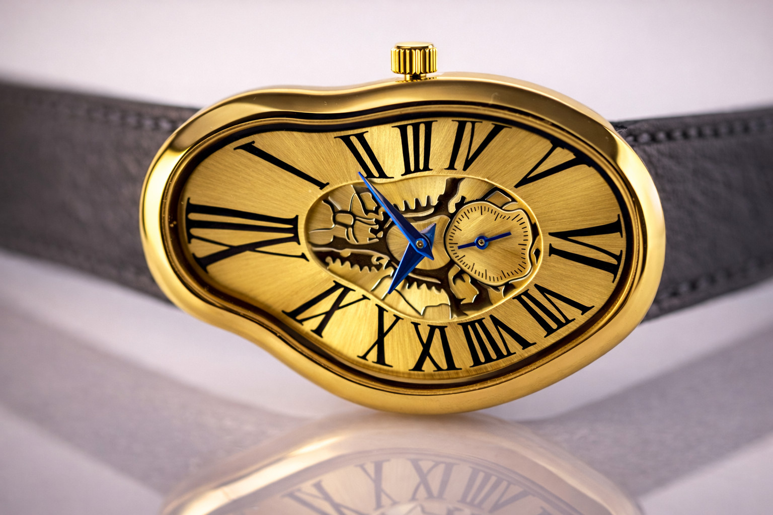 Men’s Abstract Melting Watch Asymmetric Wavy Fused Twisted Watch with Subdial