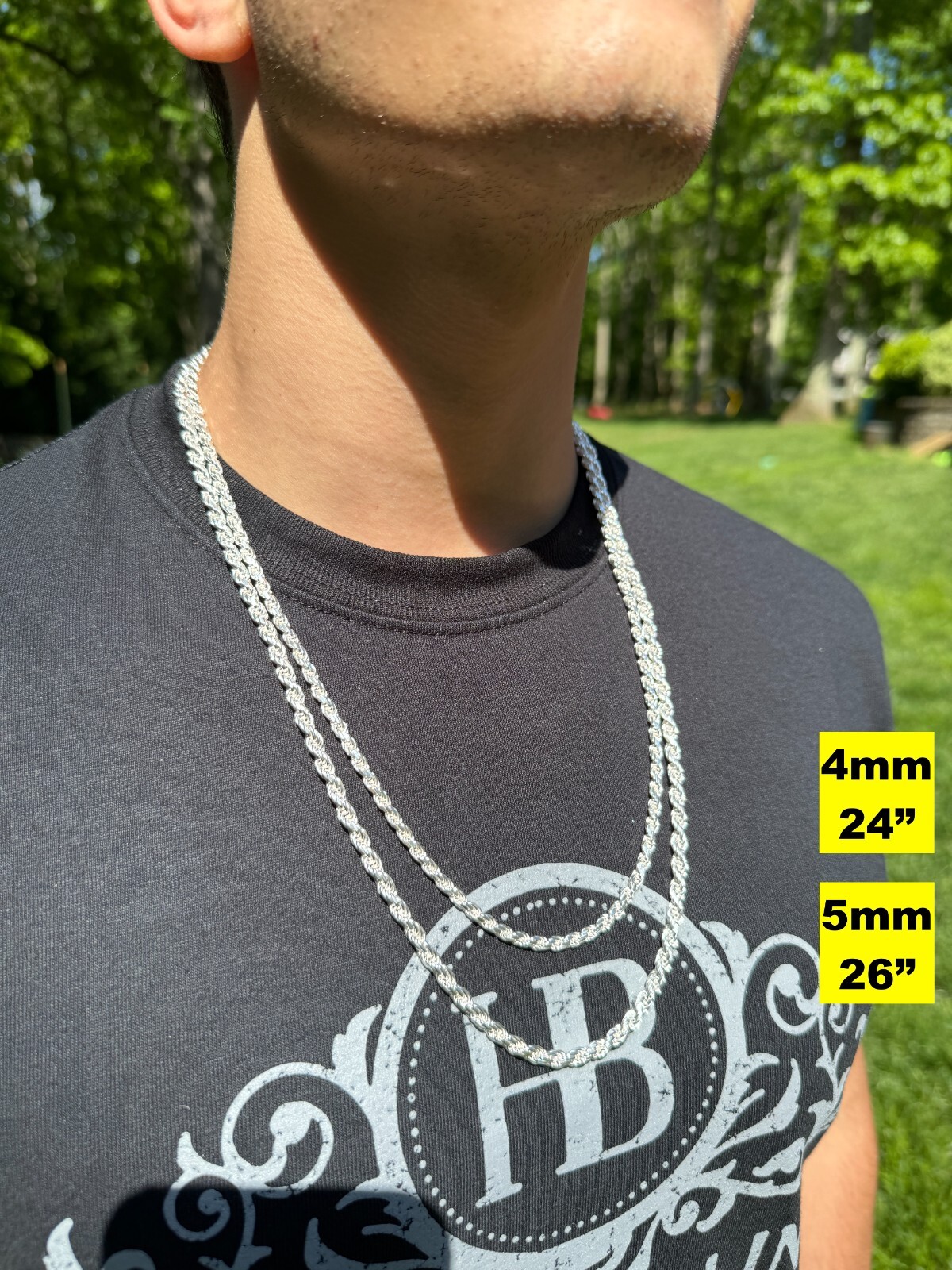 Men’s Women’s Real Solid 925 Sterling Silver Rope Chain 1.5-5mm 16″-30″ ITALY