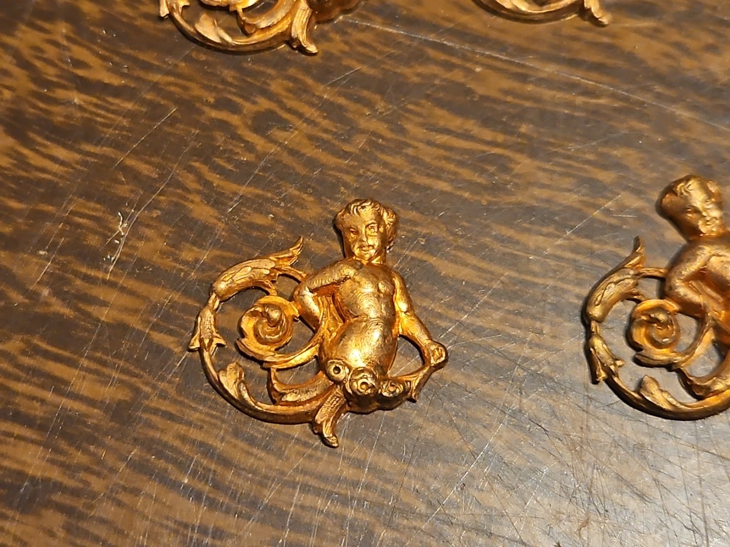 Lot Of 10 Male Mermaid France Vintage 60s Brass Stampings Findings Jewelry