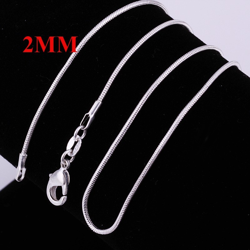 Men&Women’s 925 Sterling Silver Tarnish-Free Italian Snake Chain Necklace 16-24*