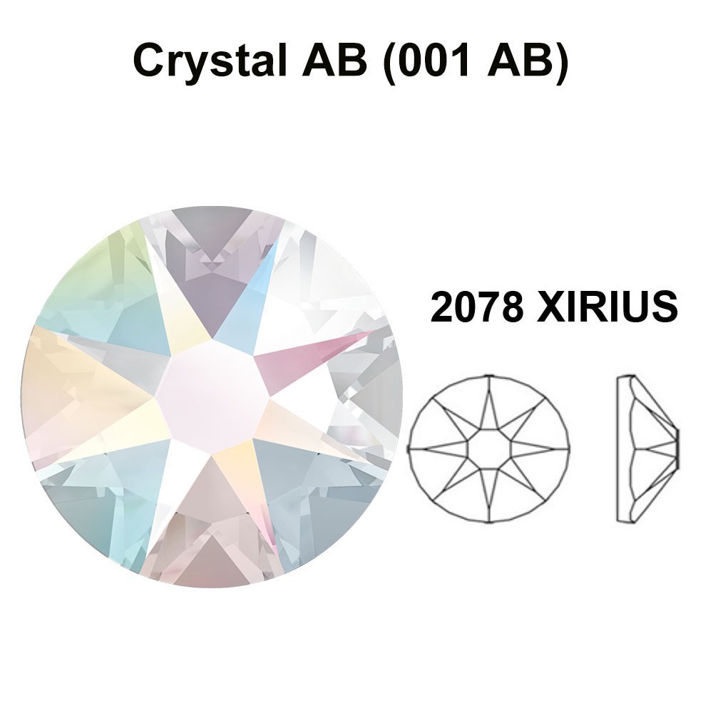 Crystal AB (001 AB) clear Swarovski 2078 / 2038 Flatback HOTFIX iron-on