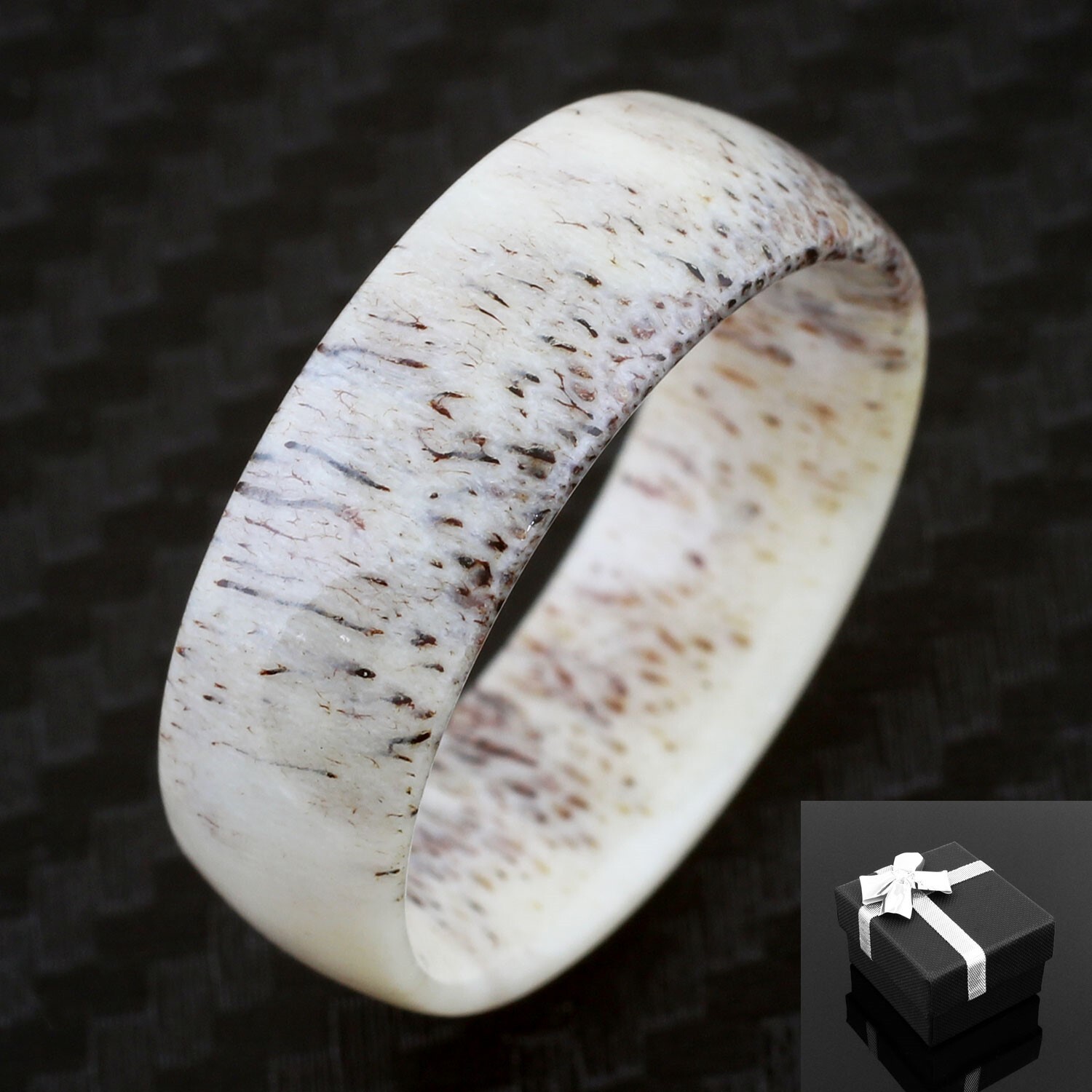 8mm Unique Genuine Deer Antler Men’s Wedding Band Ring Size 8-15