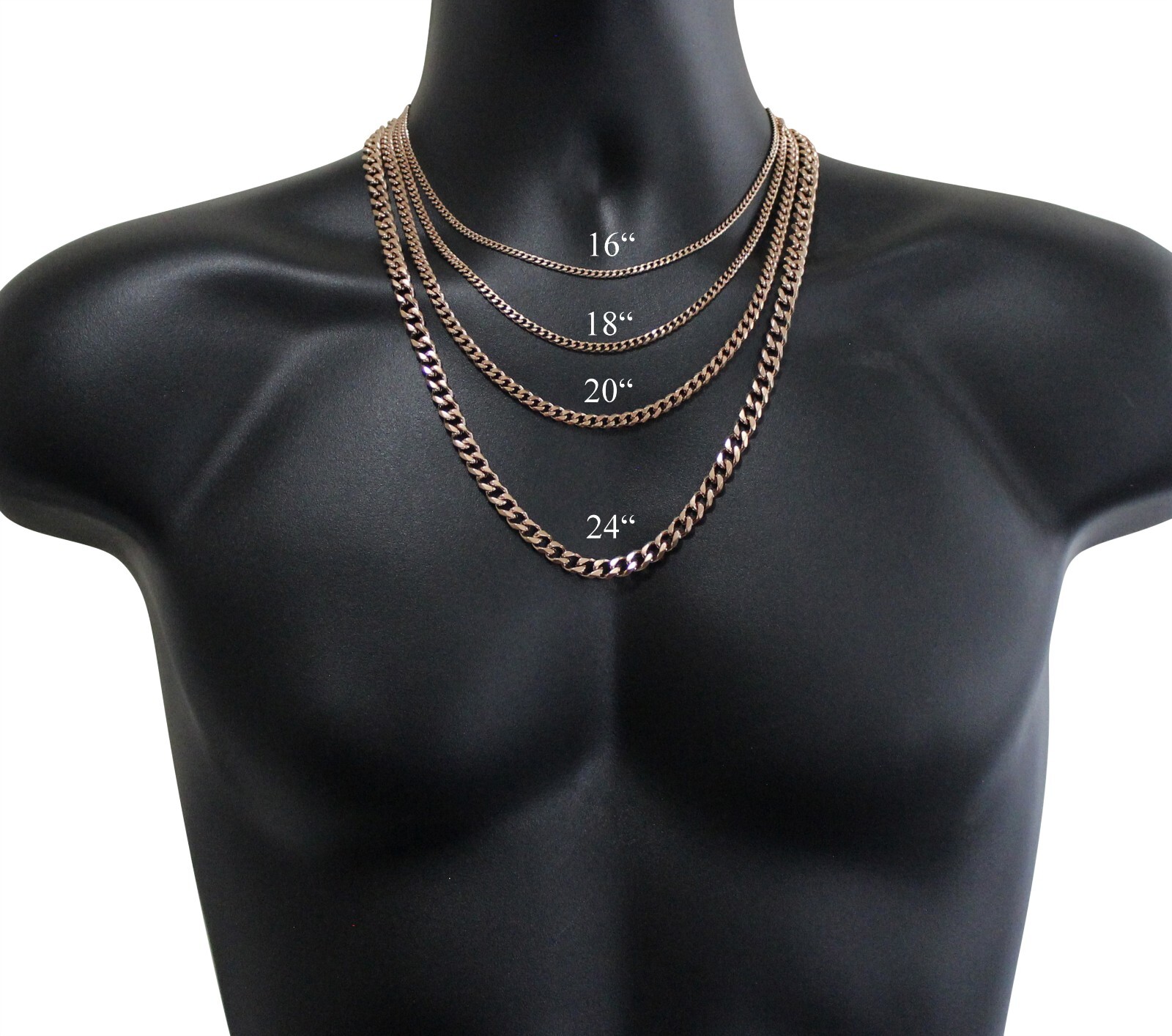 Cuban Curb Link RoseGold Plated StainlessSteel 16″- 30″ Men Women Necklace 3-7mm