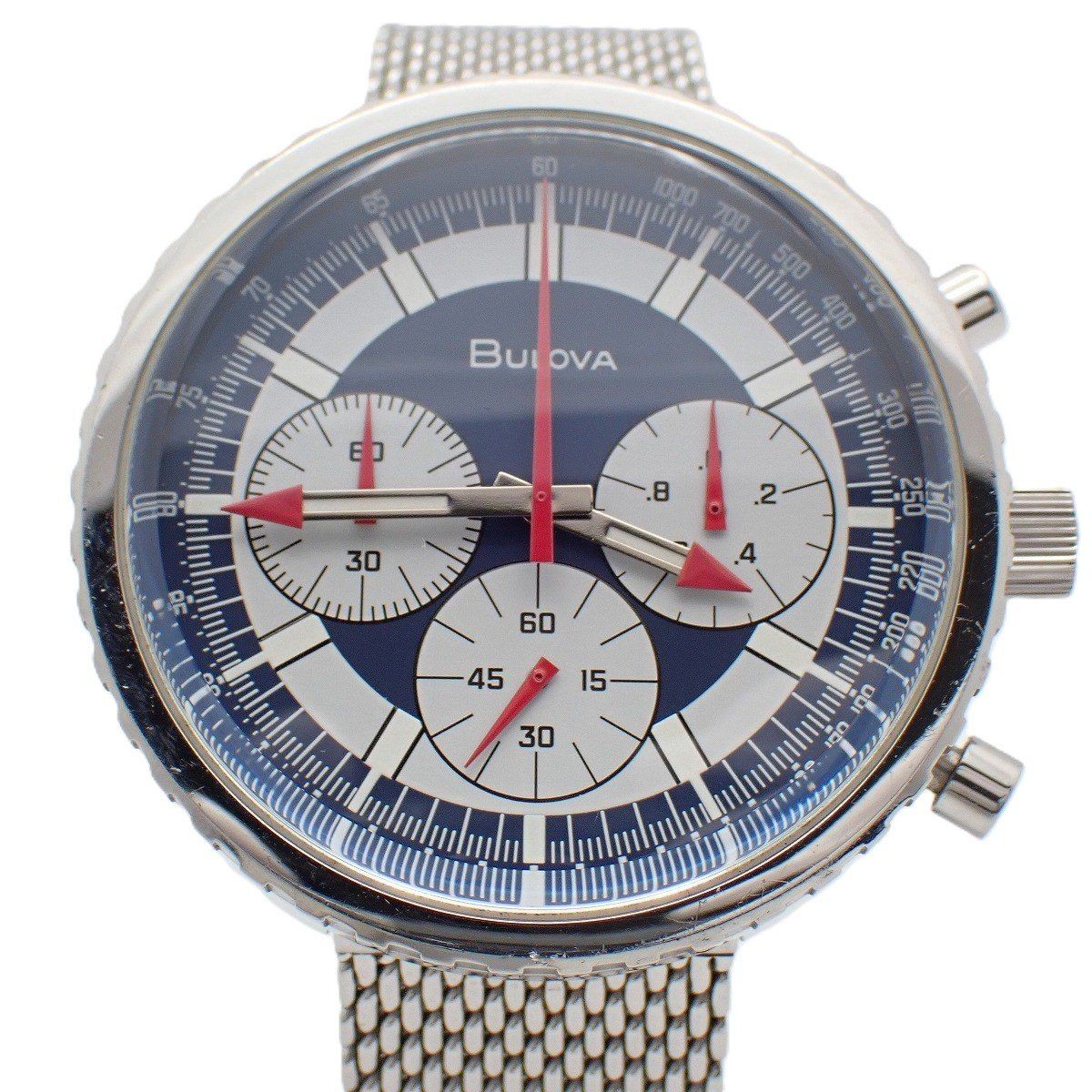 BULOVA Chronograph C Reissue Model Quartz Men’s Watch SS Band 96K101 Ioki