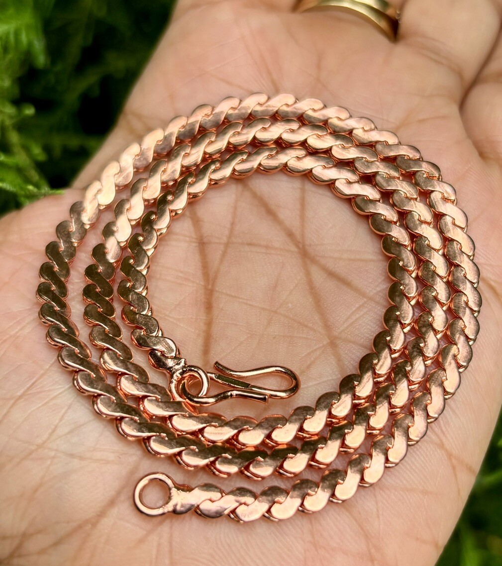 26 inch Pure Copper Serpentine Chain Necklace, Healing Copper Jewelry, Spiritual