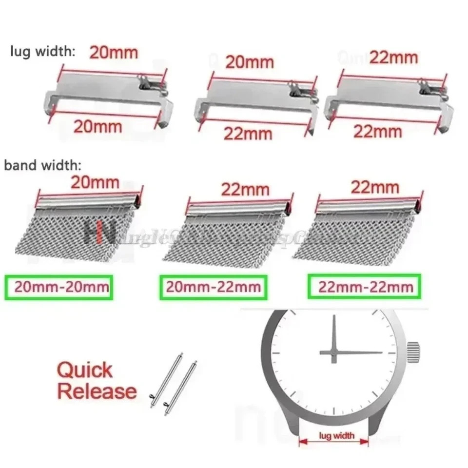 1 Pair Watch Strap Adapter 18mm To 20mm 22mm,20mm To 18/20/22mm,22mm To 22mm
