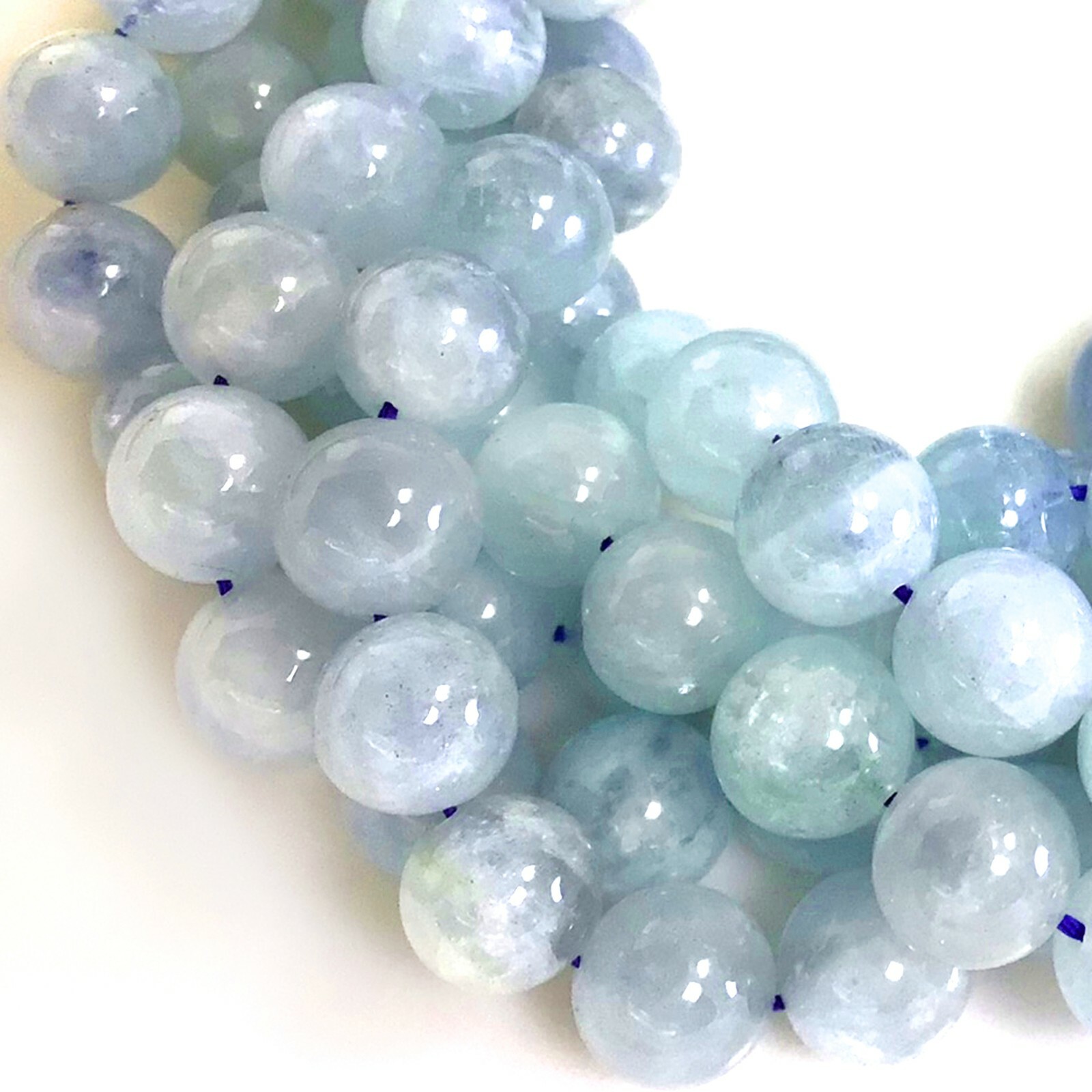 High Quality Natural Aquamarine Round Loose Beads 15″ strand 4mm 6mm 8mm 10 12mm