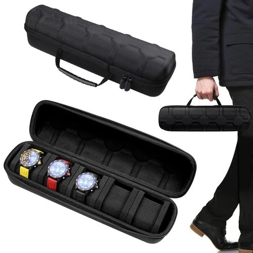 Travel Watch Case 5 Slot Roll Organizer Hard Shell Storage Box Display Pouch Bag