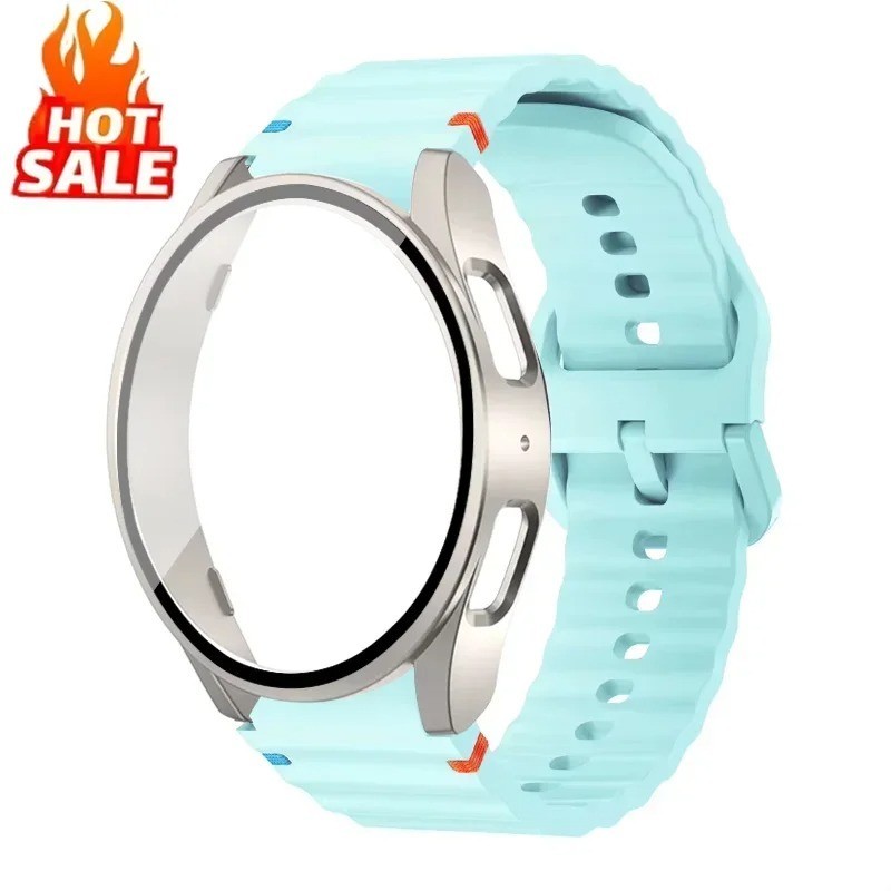 Samsung Galaxy Watch 4 5 6 7 Case Strap Silicone Band Cover 40mm 44mm