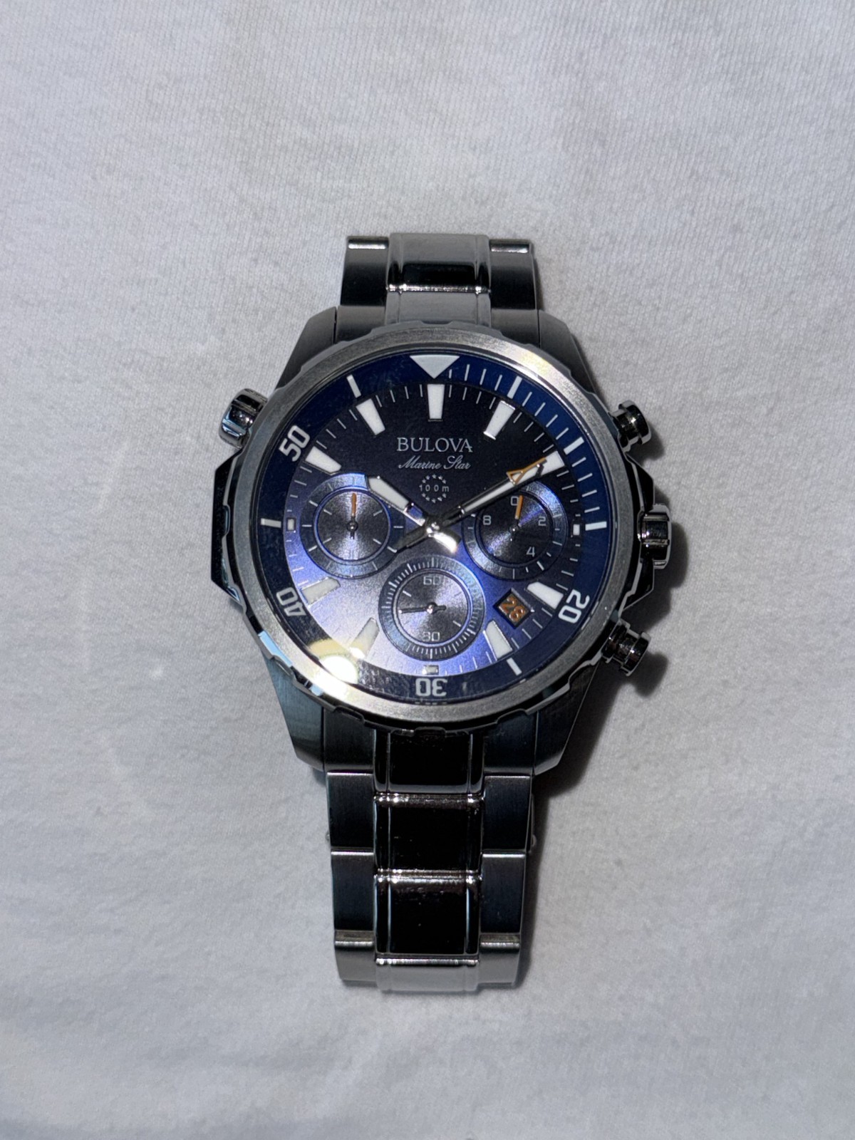 Bulova Marine Star Wristwatch for Men 43mm Case Stainless Steel, Stainless Steel
