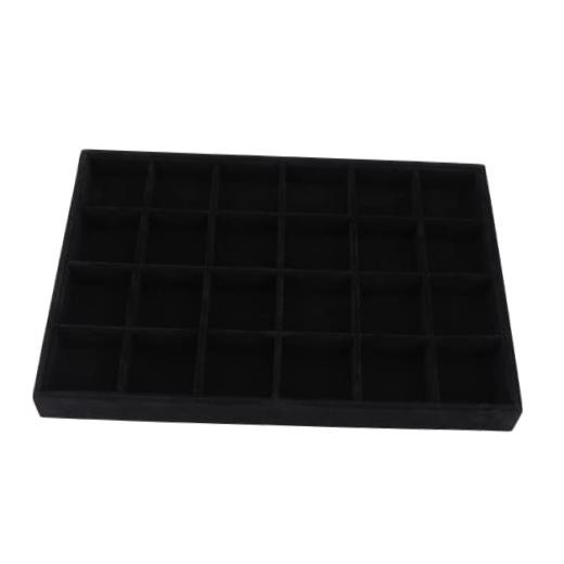 Large Velvet Jewelry Tray, Drawer Organizer for Jewelry in 24grid Black