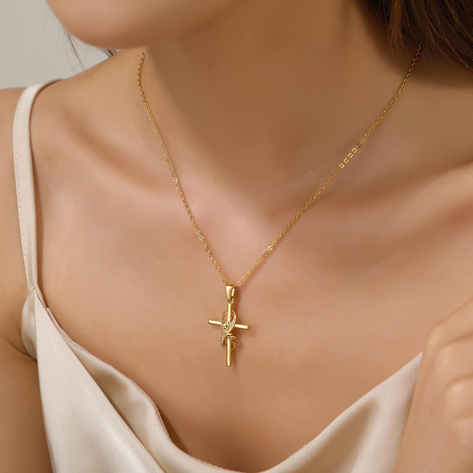 18K Gold Plated Cross Necklace for Women – Christian Bible Verse Pendant Jewelry