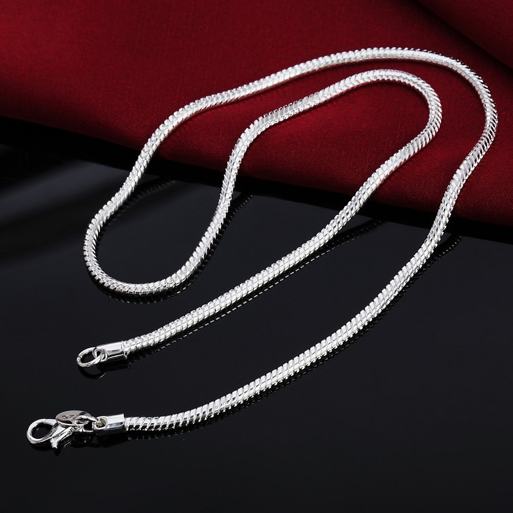 Men&Women’s 925 Sterling Silver Tarnish-Free Italian Snake Chain Necklace 16-24*