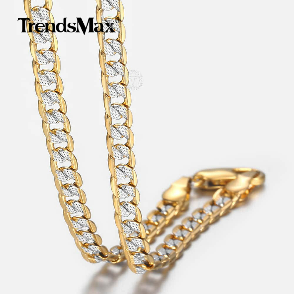 4mm 18-30″ Diamond-Cut Curb Cuban Link Gold Plated Chain Necklace Men Women Gift