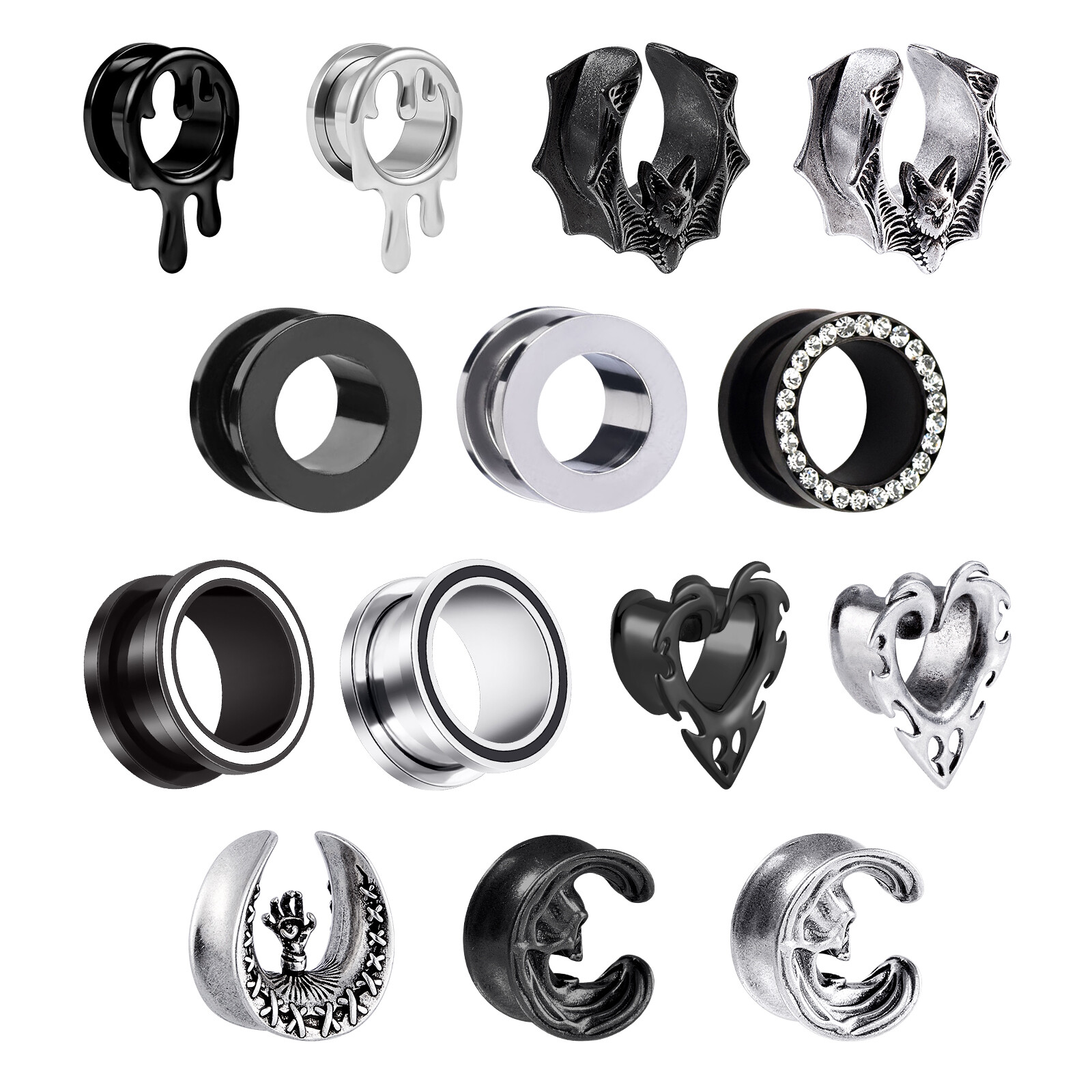 2pcs Hollow Stainless Steel Ear Plugs Tunnels Saddle Ear Gauges Spreader Earring