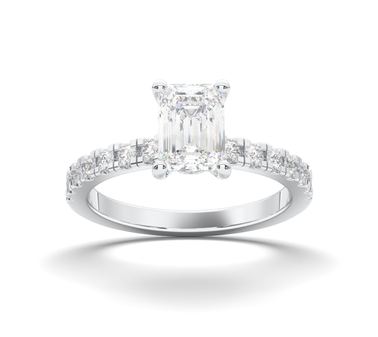 1 CT Lab Grown Emerald Solitaire Ring – 14KT Gold / Silver / Platinum- Pave Halo