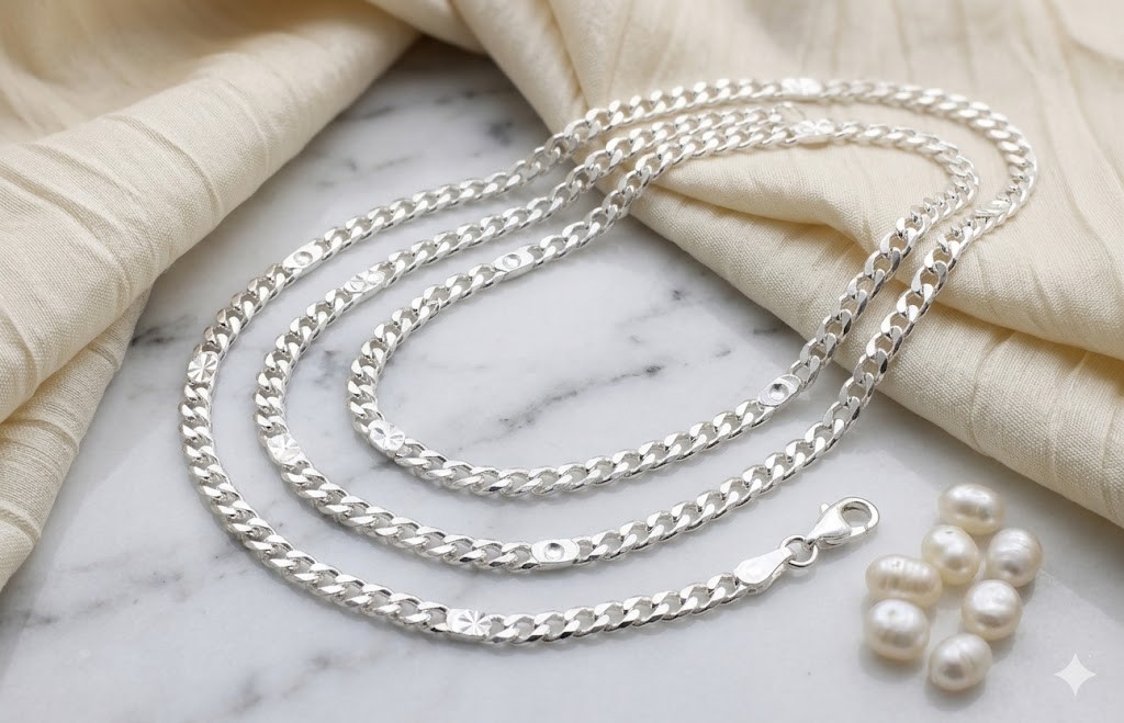 925 Solid Sterling Silver Cuban Link Chain Necklace 18″-28″ for Women & Men