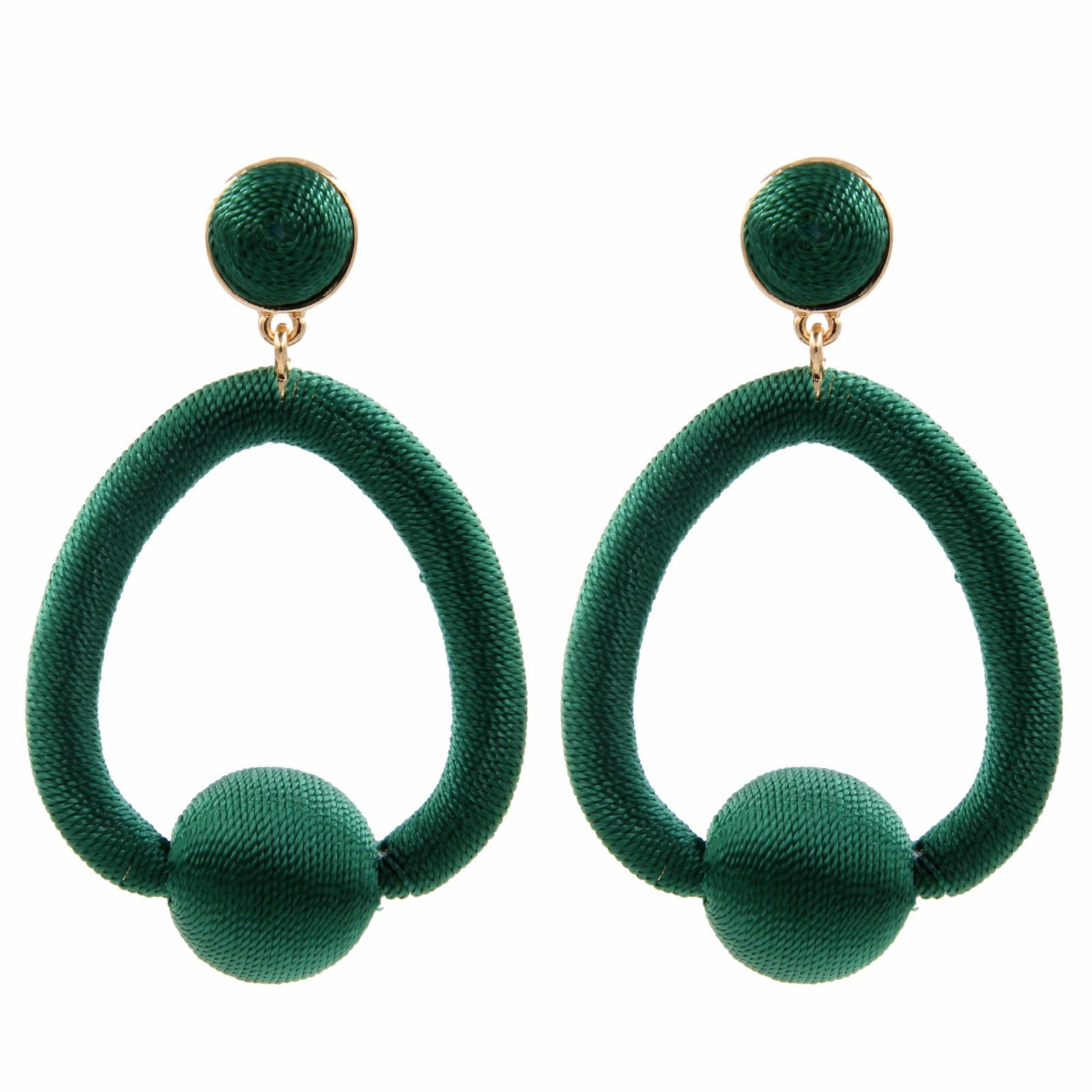 Kv8zt Women’s Big Style Polyester Thread Handcrafted MARIELA HOOP Drop EARRINGS