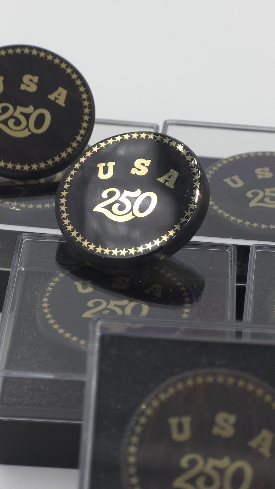 USA 250th Anniversary Obsidian Stone Pin Set OF 5 Badge 1.2″Limited Edition
