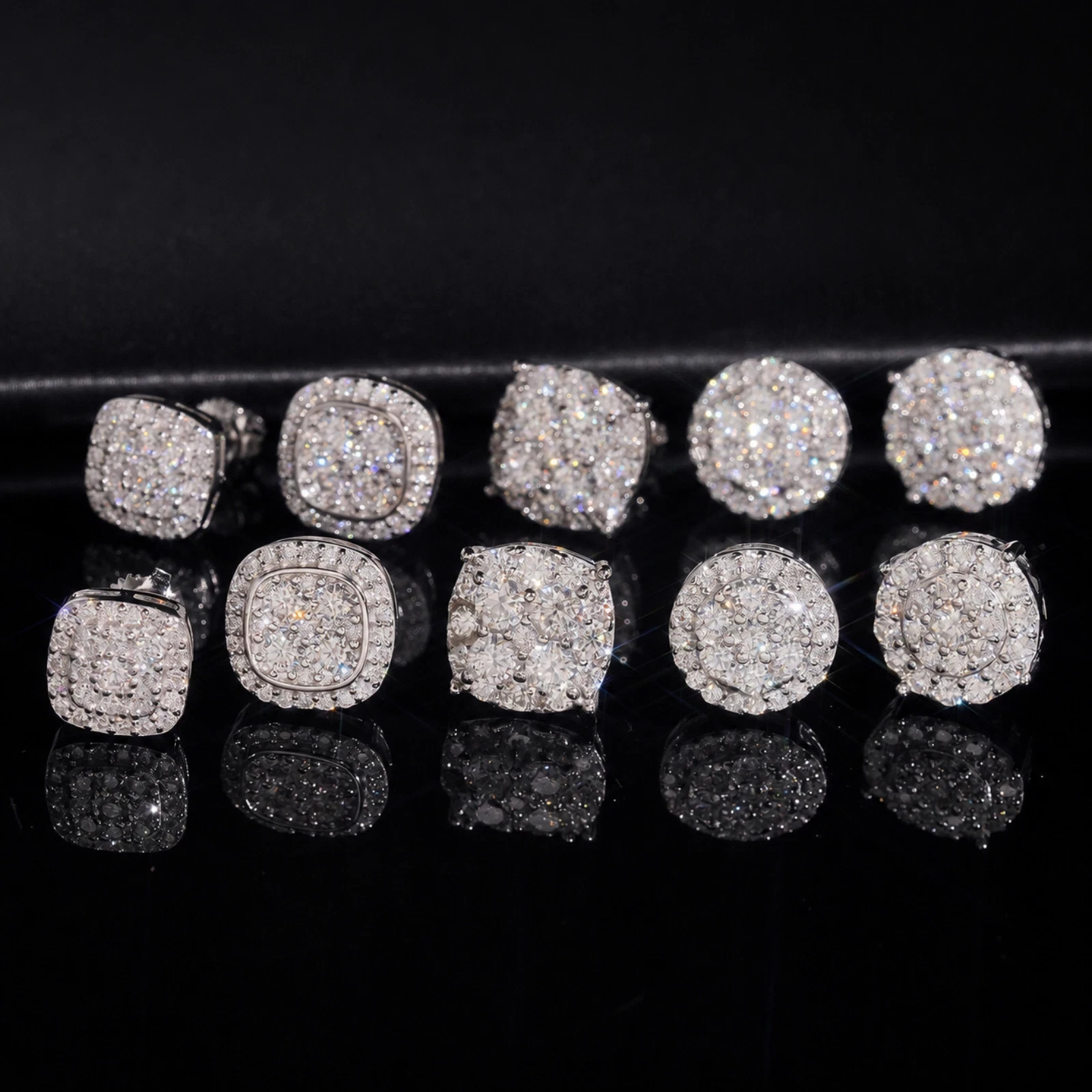 VVS Moissanite Stud Earrings 925 Sterling Silver Pass Diamond Tester GRA