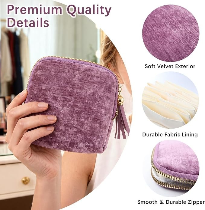 Travel Jewelry Cases 6-Layer Velvet Zipper Pouch Bag Jewelry Organizer Cases