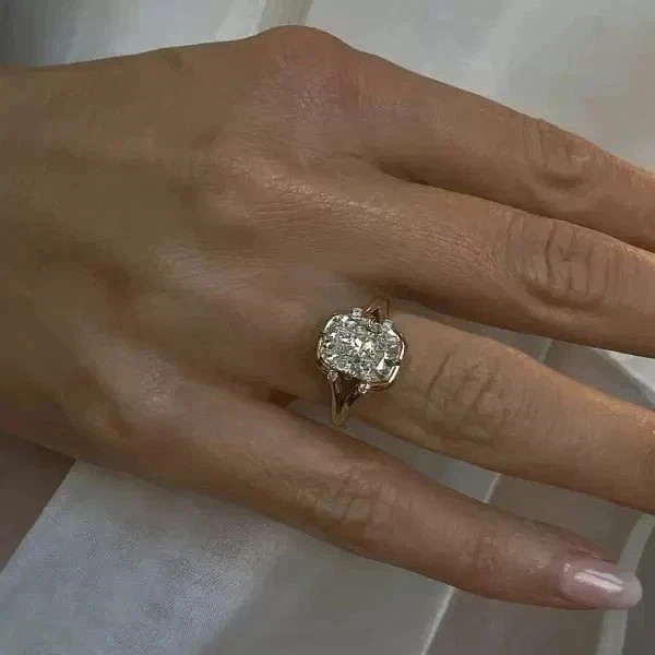4.00 Ct Cushion Cut Diamond Wedding Ring 14K Yellow Gold