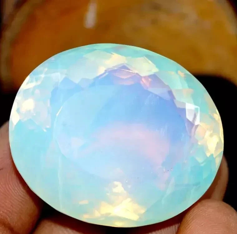 Australian Blue Opal 40.55 Ct. Square Cut Faceted Loose Gemstone Ring & Pendant