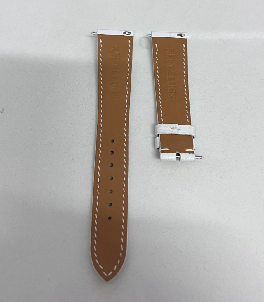OEM Delugs new watch strap 20mm White Alligator Leather with buckle and prong