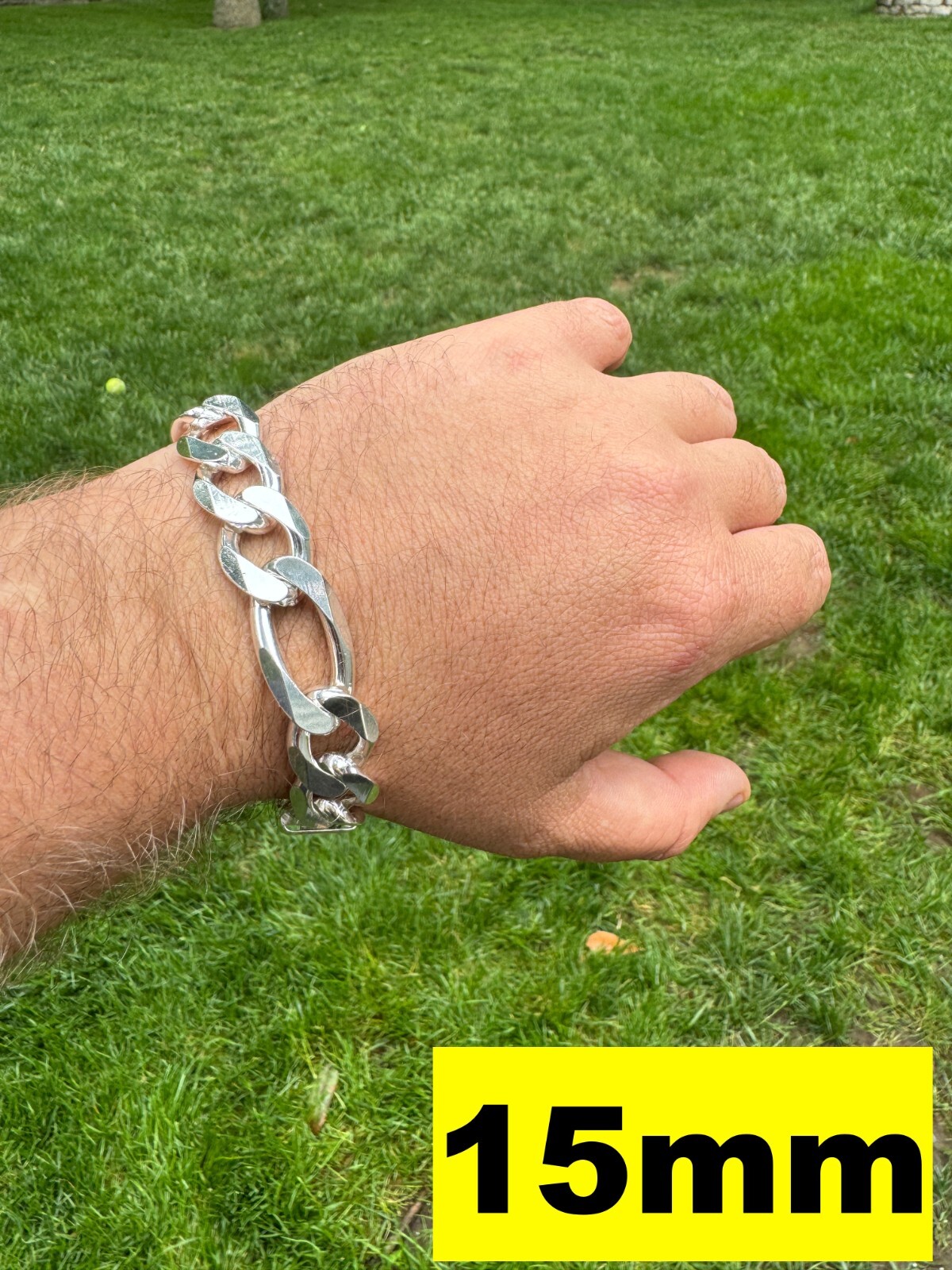 Figaro Link Chain Or Bracelet (2.5-10mm) Solid 925 Sterling Silver UNPLATED
