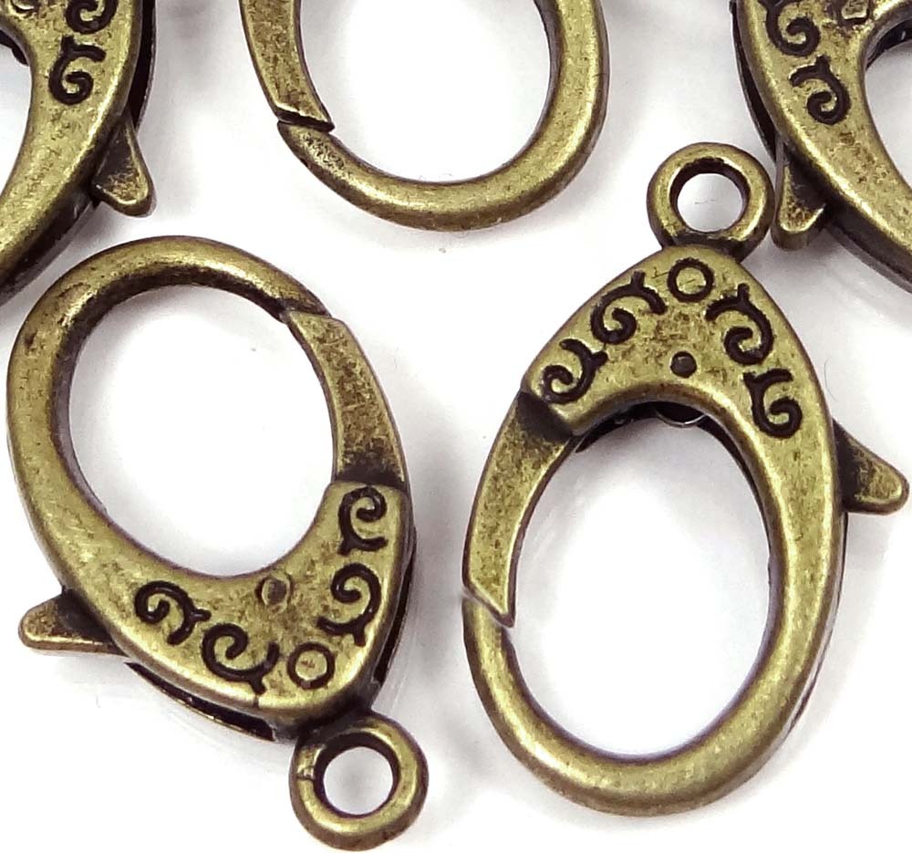 4 X- Large Antique Bronze Pewter Lobster Claw Clasps 31x18mm