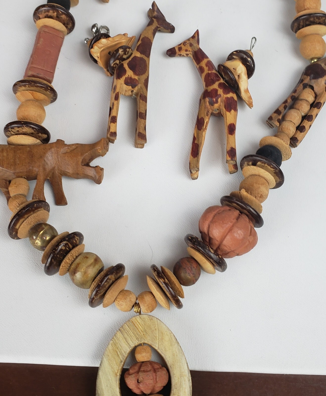 Vintage Wood Jewelry Set(Necklace 13in, 17in Bangle & Earrings) See Description!