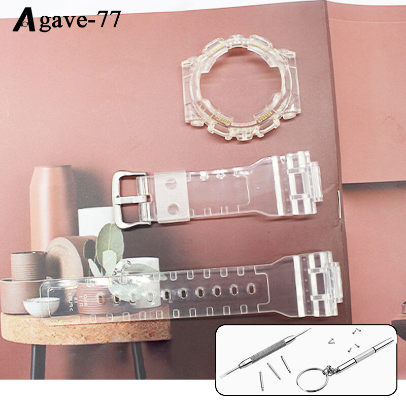 Transparent Watch Strap+Bezel Replacement Band For Casio GMA-S110/S120/S130/S140