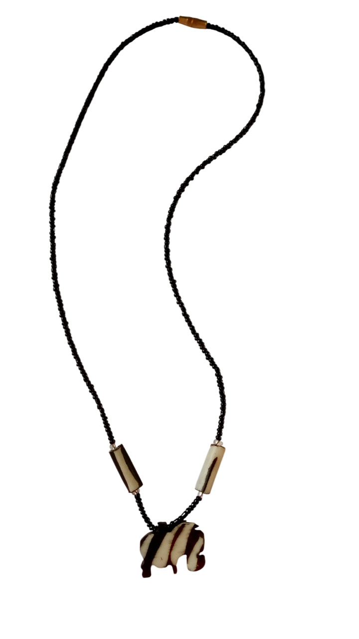 Handmade African Tribal Bone Necklace South Africa Ethnic Face Pendant Jewelry
