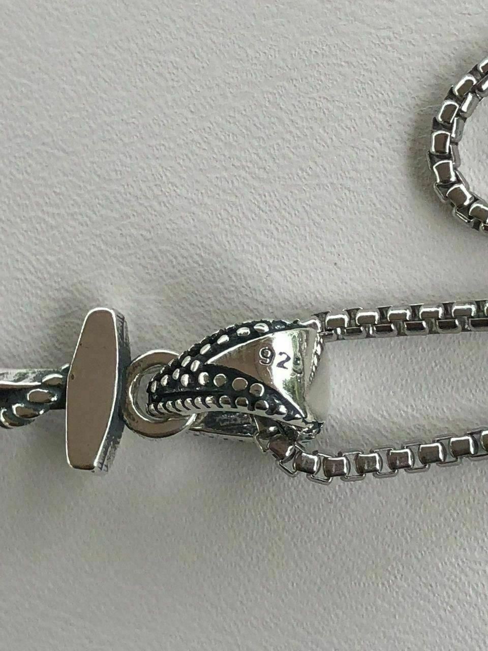 Solid 925 Sterling Silver Nautical NAVY Anchor Mens Pendant W. 22” Chain 1×1.5”