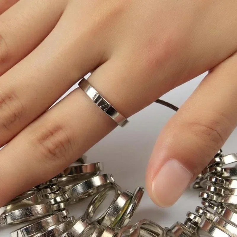Metal Ring Size Gauges Set Measuring Ring with Mandrel Sizer Finger Sizing HO